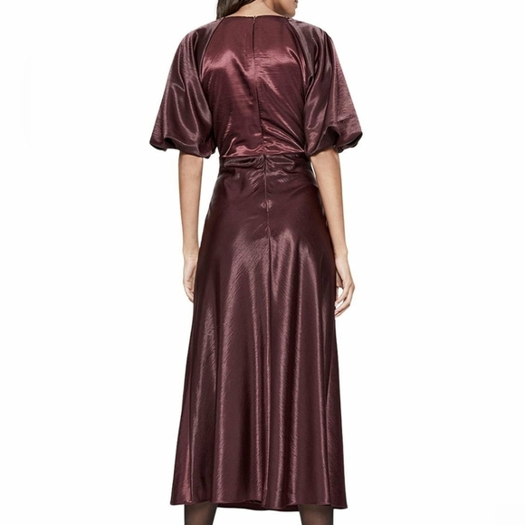 Bardot Everleigh Satin Midi Dress Burgundy - Picture 3 of 8